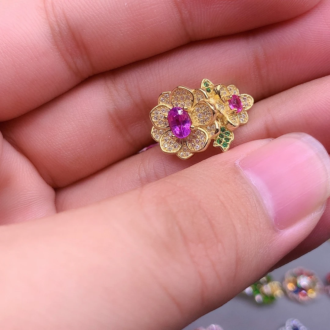 蓝宝石戒指银S925镶嵌