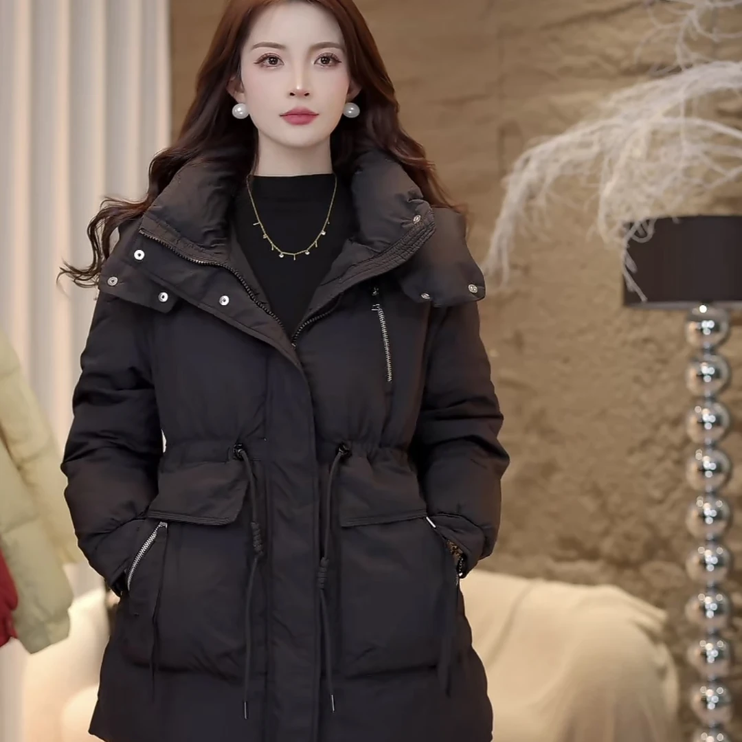 潮流【琳夏-6628-麦】短款收腰羽绒服韩版连帽保暖百搭休闲外套