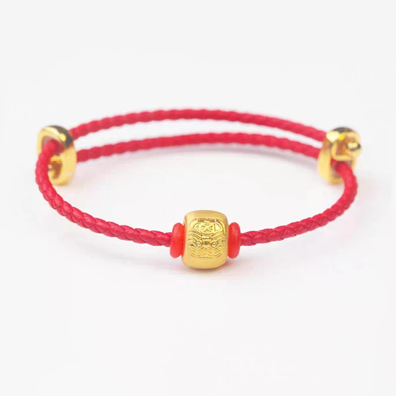 【玉总专属】18K拉丝扎基拉姆转运珠红皮绳 多样性发一件 0219 A8