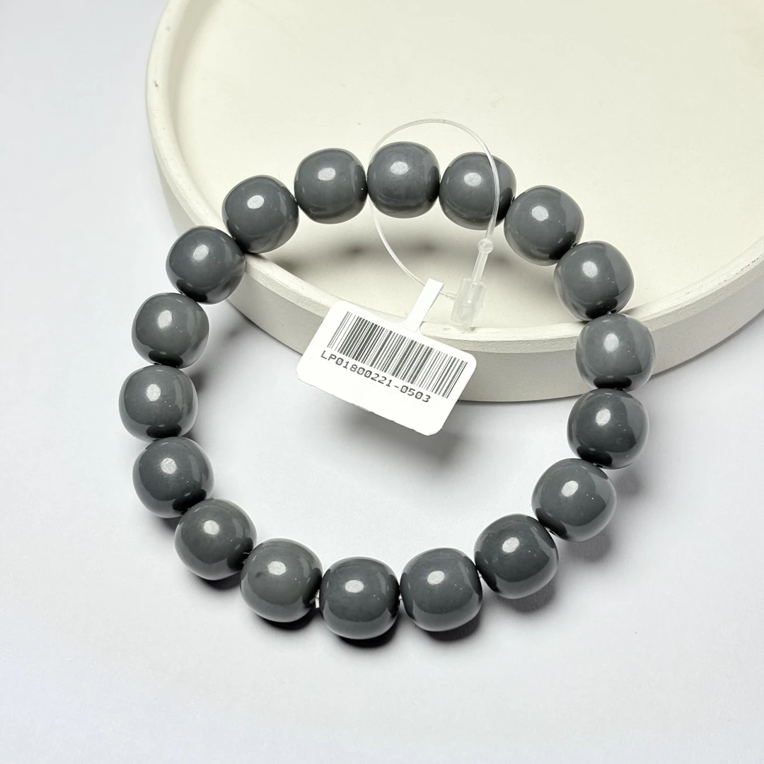 【吉玉0221-0503】和田玉广西莫兰迪灰手串11x12mm