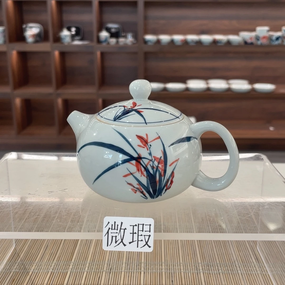 釉下手绘茶具微瑕