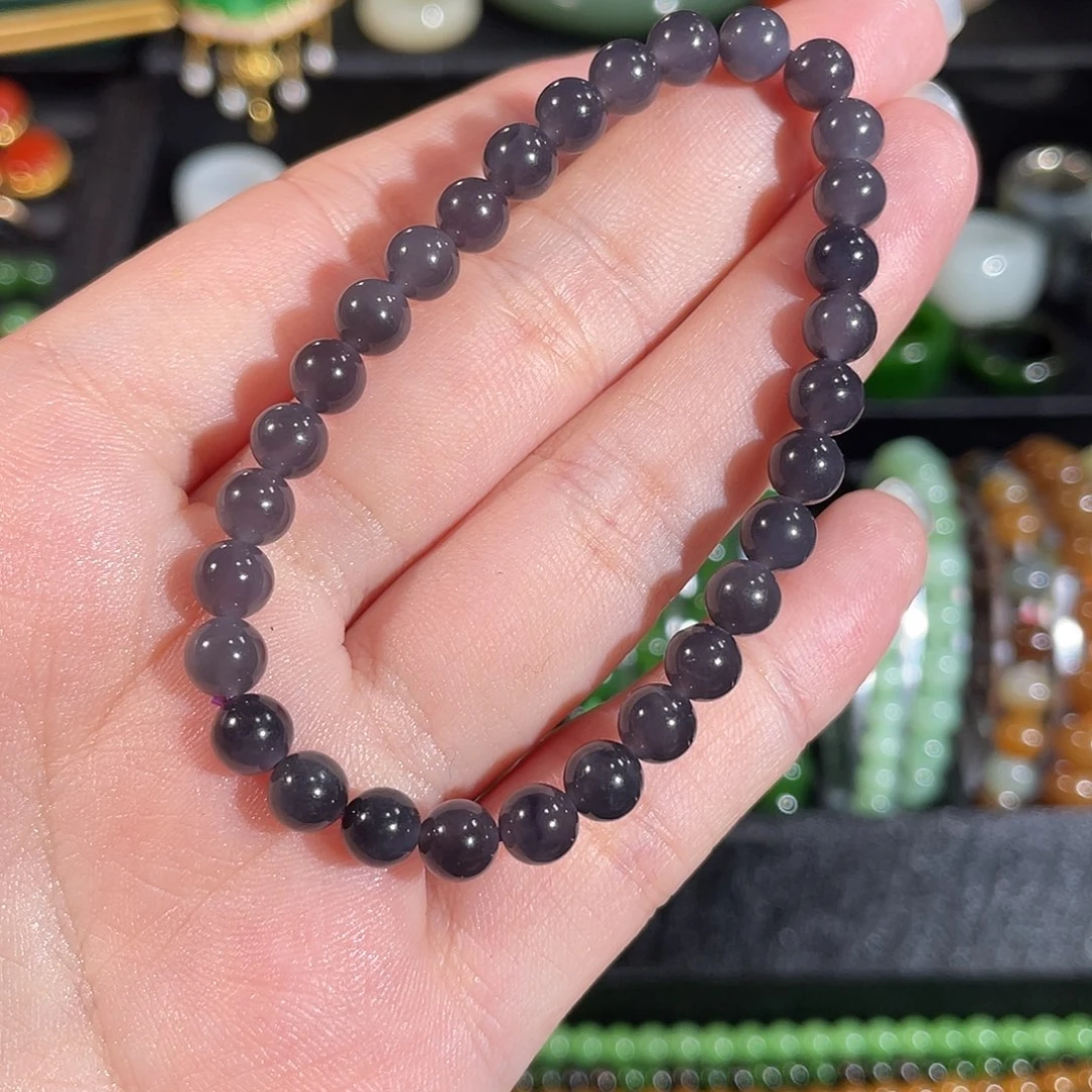 和田玉未镶嵌手串卡6 帝王紫手串