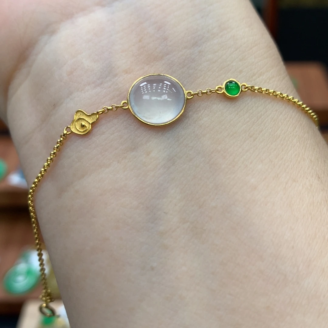 翡翠18K金镶嵌手链