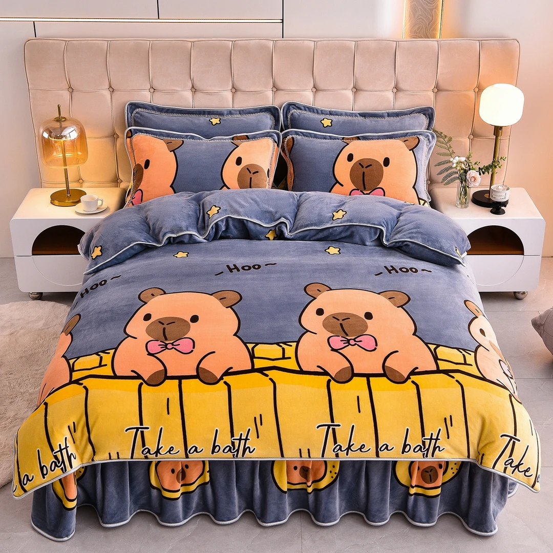 新款8斤多加厚牛奶绒四件套加绒保暖冬季套件床品LD