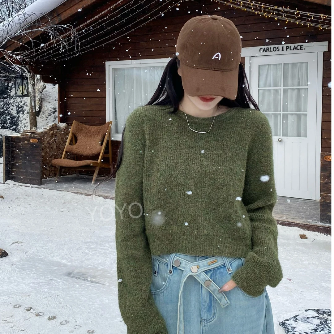 YOYO自制【圆领毛衣】毛衣套头显瘦小众设计感百搭针织慵懒长袖上衣