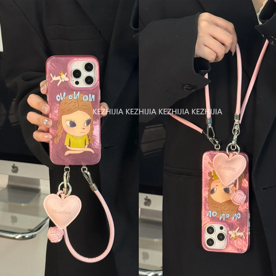 【壳之】高级粉色奈良美智适用苹果16/15/14/13promax个性手机壳女