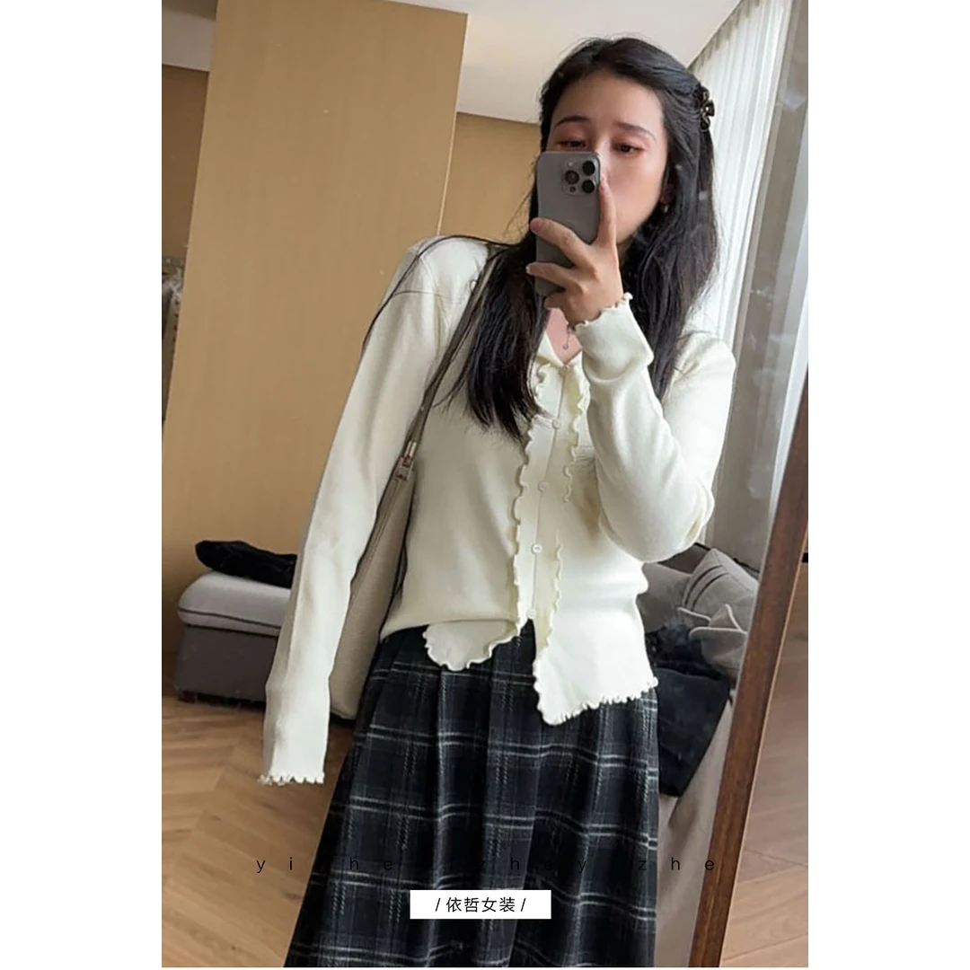 “”木耳边毛衣“”2025气质短款宽松温柔秋冬法式