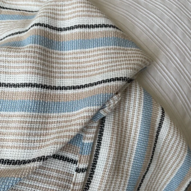 T062  汉麻浅蓝条纹浴巾 140✖️70cm