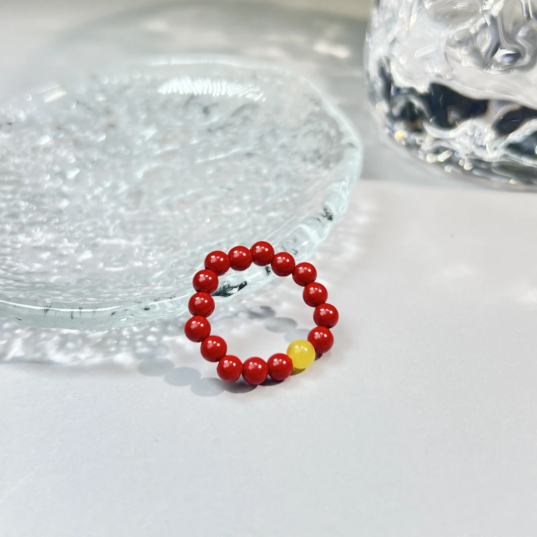 含辰砂工艺品【铭记珠宝】朱砂DIY戒圈28-2DM257H1【尺寸约3.5mm+】