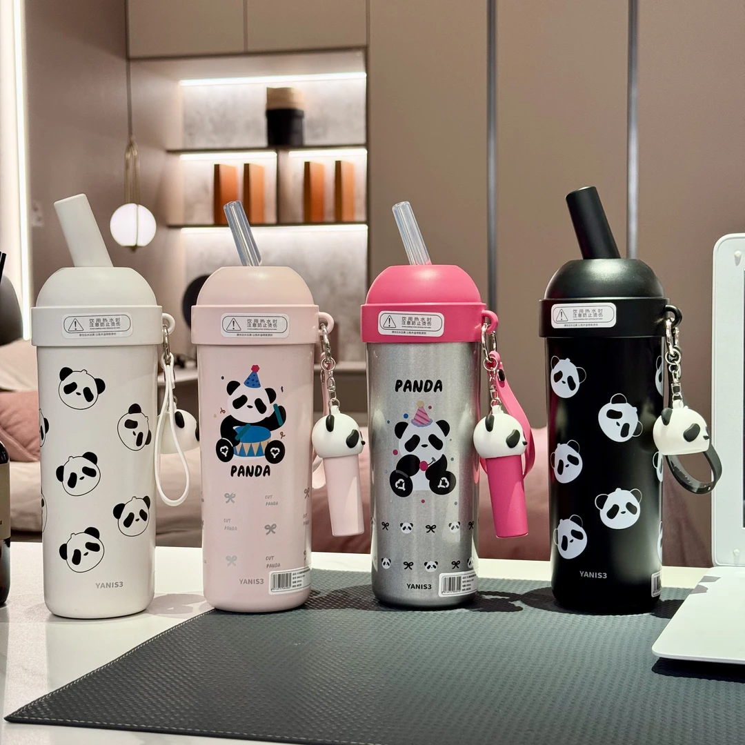 【自营专品】YANIS3繁星斜杠胖达保温杯高颜值316不锈钢吸管水杯