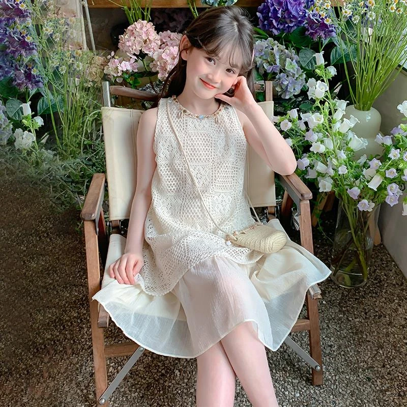 女童连衣裙夏装2025新款洋气儿童无袖背心公主裙女孩夏季薄款裙子