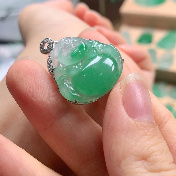 石英质玉银S925镶嵌颈饰天然非洲翠