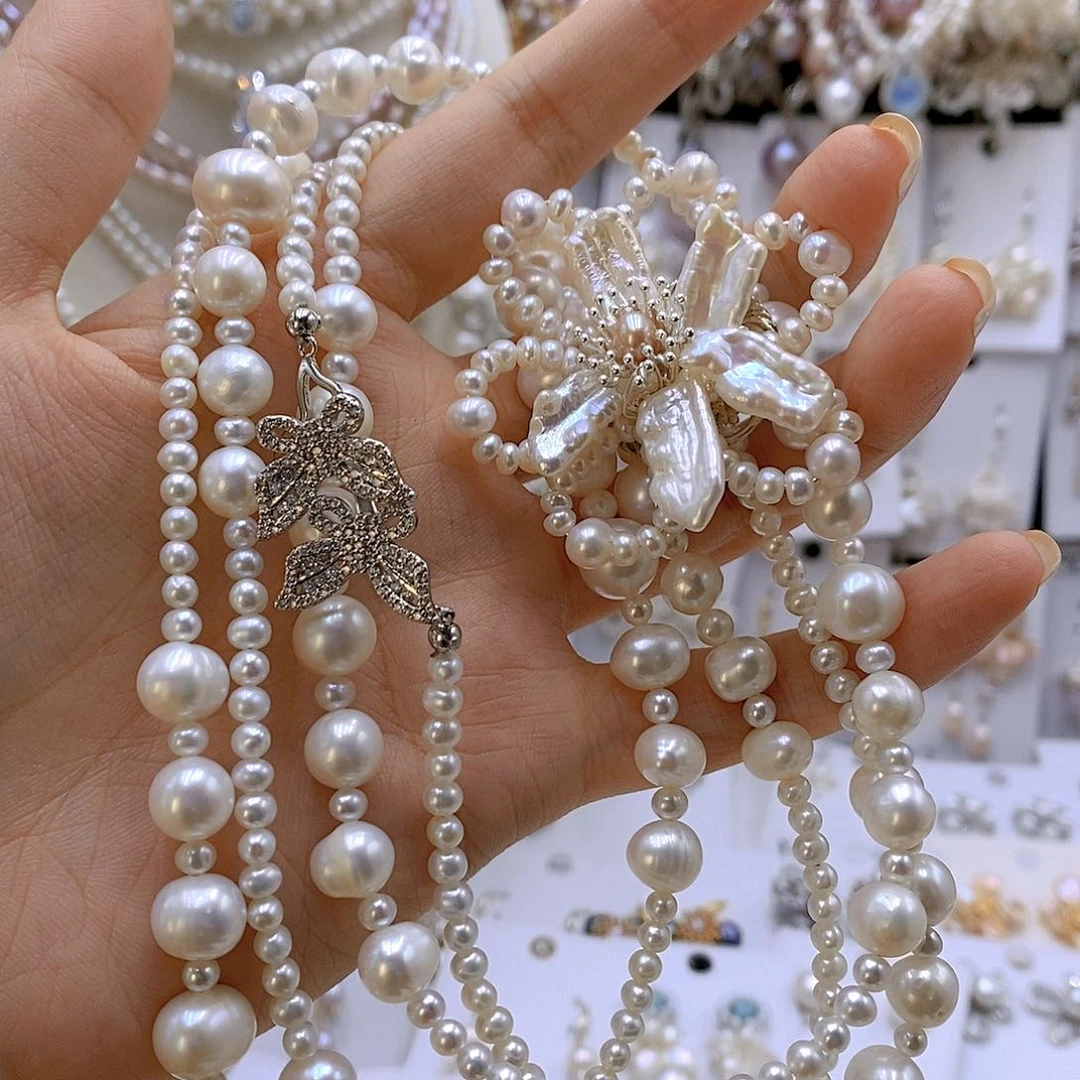 颈饰银S925镶嵌淡水珍珠陈*