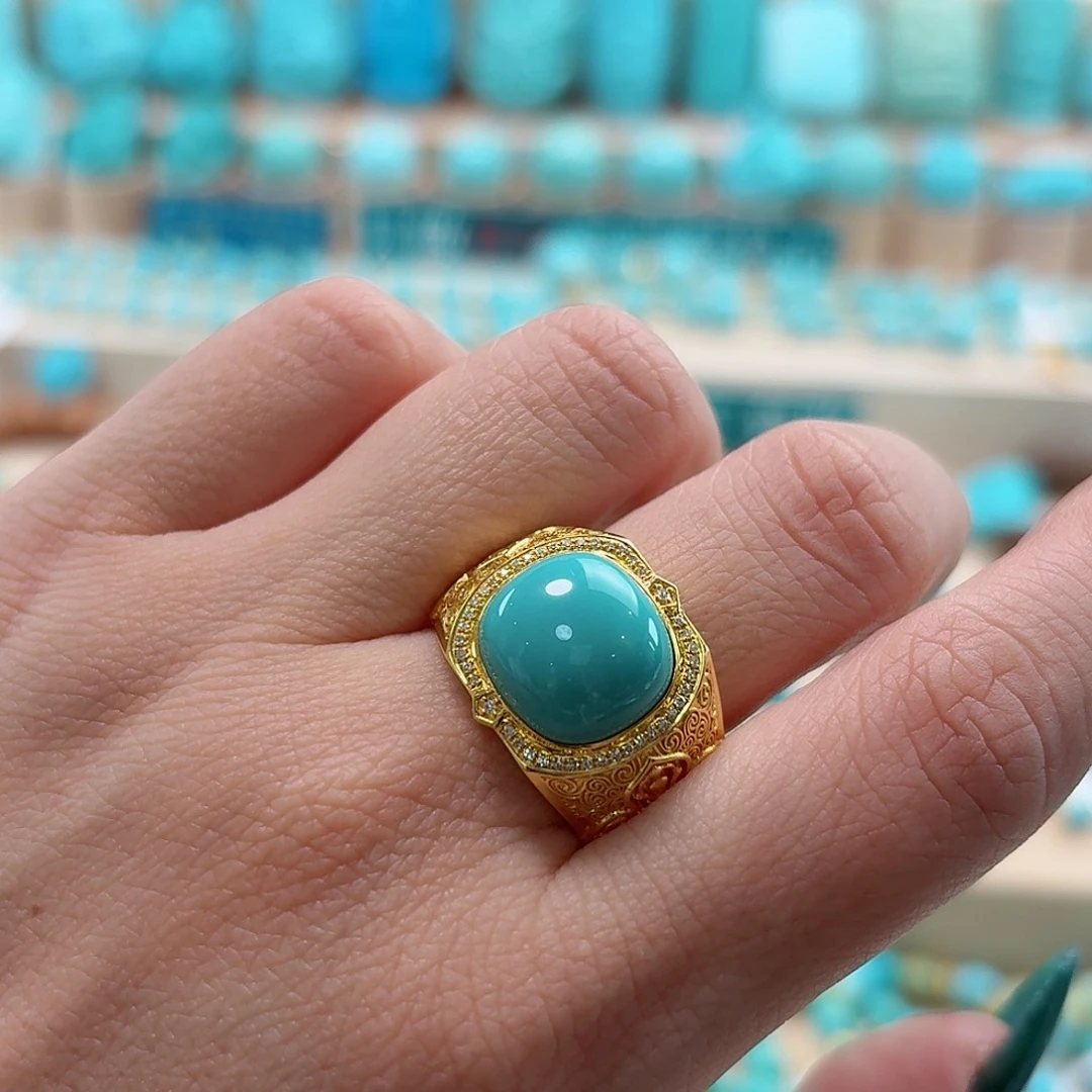 绿松石18K金镶嵌珠宝奇石