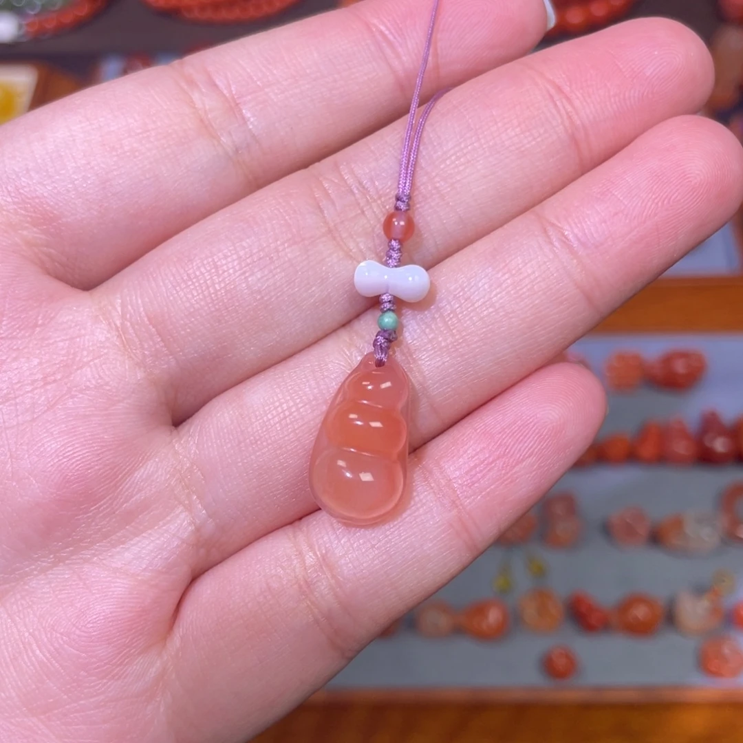 南红玛瑙未镶嵌福豆手机挂