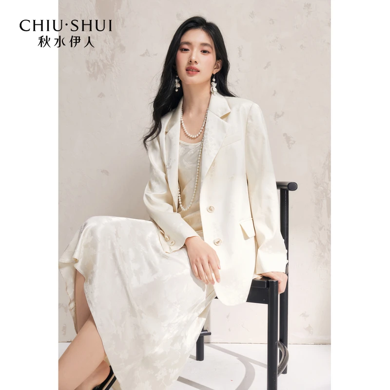 【许半夏专属】秋水伊人提花翻领西装外套2025年春季新款H型上衣625