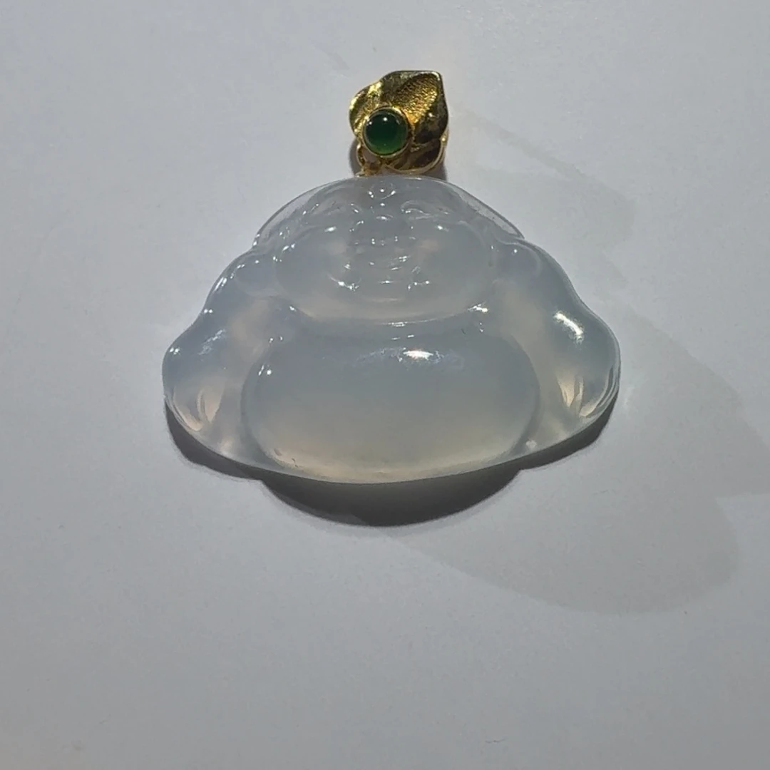 翡翠18K金镶嵌颈饰佛公