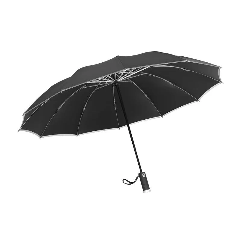 全自动LED手电筒折叠防风雨伞
