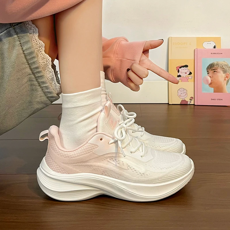 回力ins潮女款休闲减震运动鞋夏季学生透气轻便薄款厚底跑步网鞋