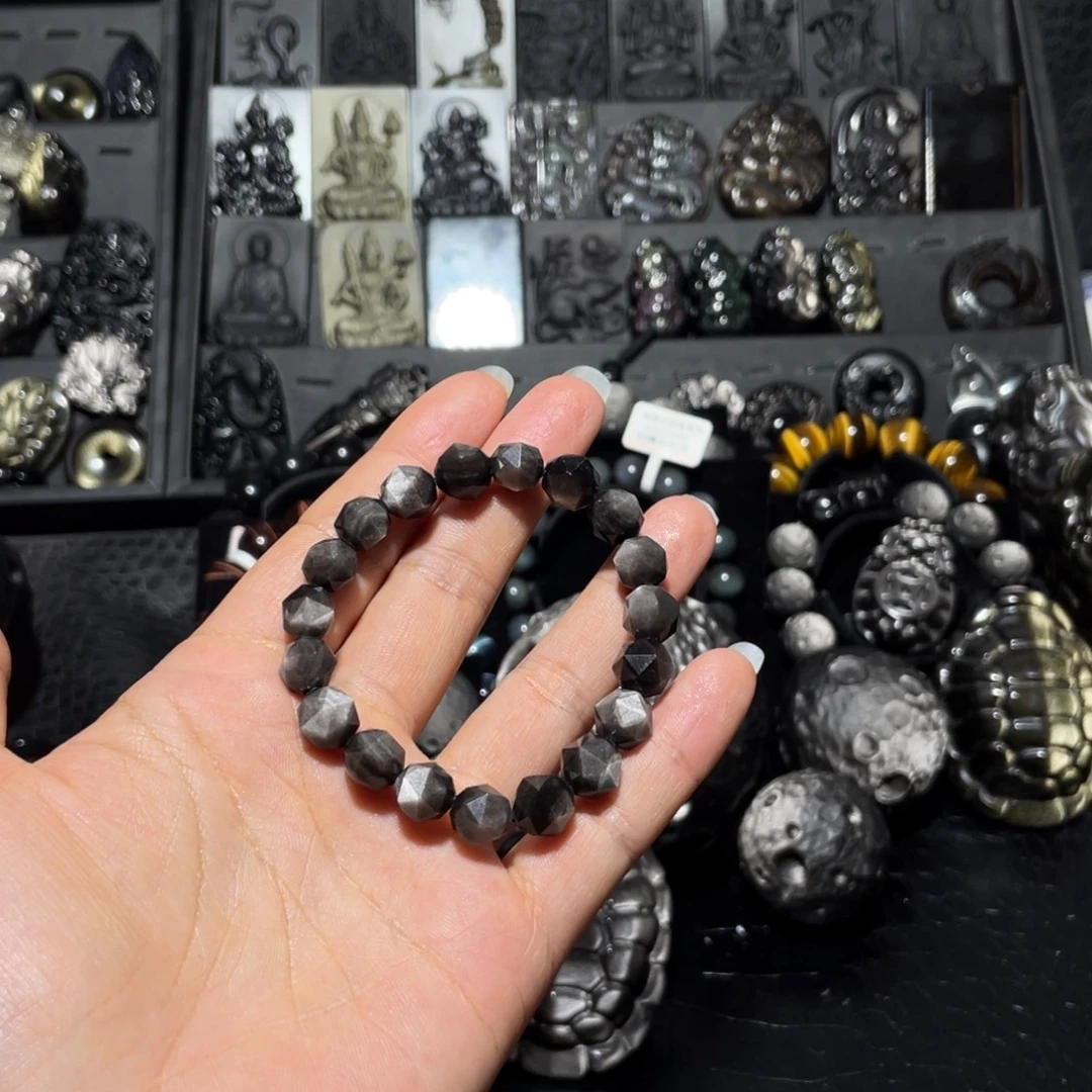 花****黑曜岩未镶嵌珠宝奇石