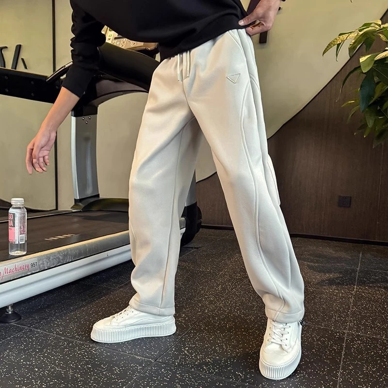 仓石一树巴黎灰加绒卫裤男潮牌直筒运动裤男2025新款冬季休闲裤子