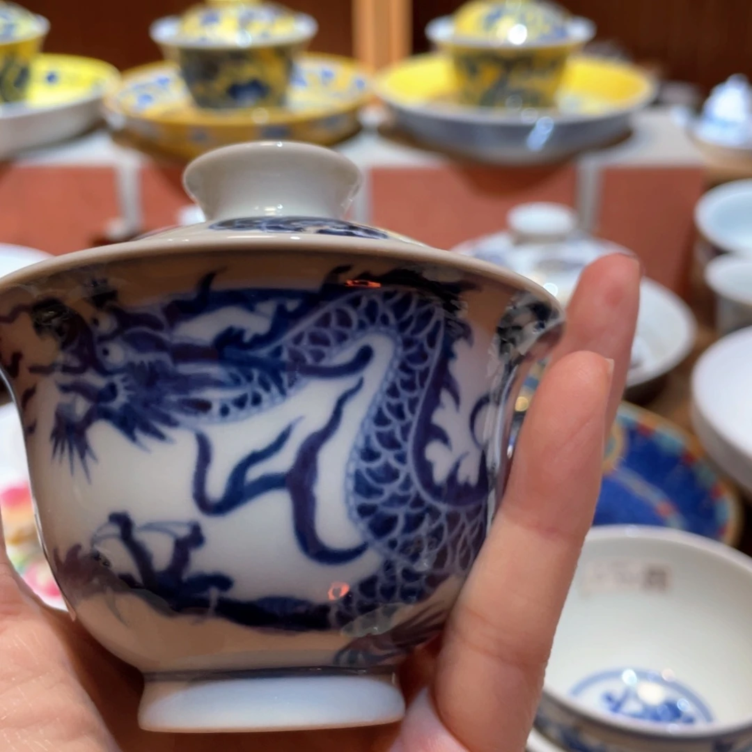 瓷片景德镇陶瓷明龙盖碗