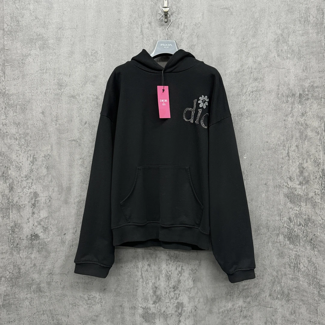未使用 DIOR/迪奥 Erl联名刺绣Logo重磅帽衫卫衣/M宽松