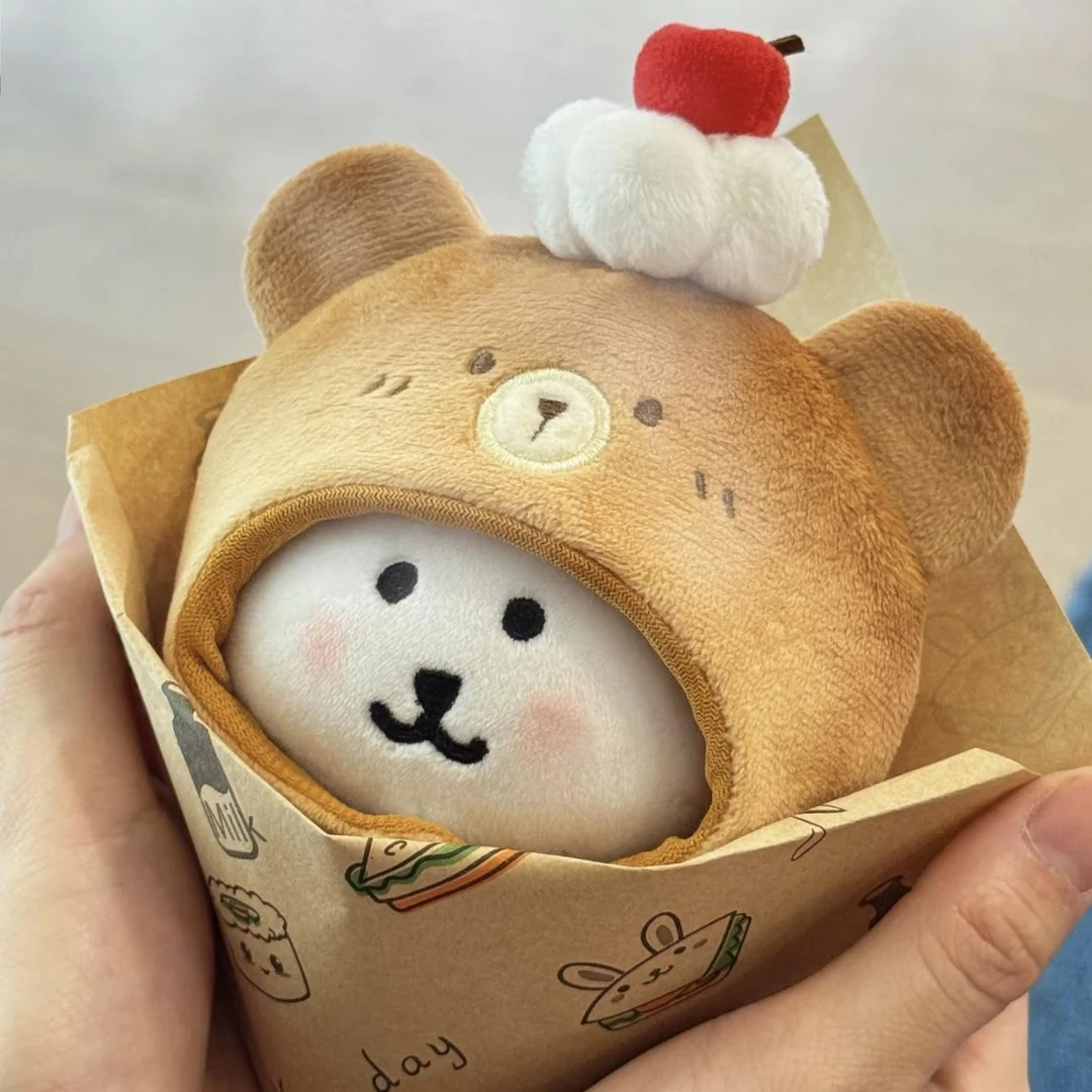 可爱卡通自嘲熊烤面包头套玩偶10cm棉花娃娃公仔娃衣服饰可爱头套