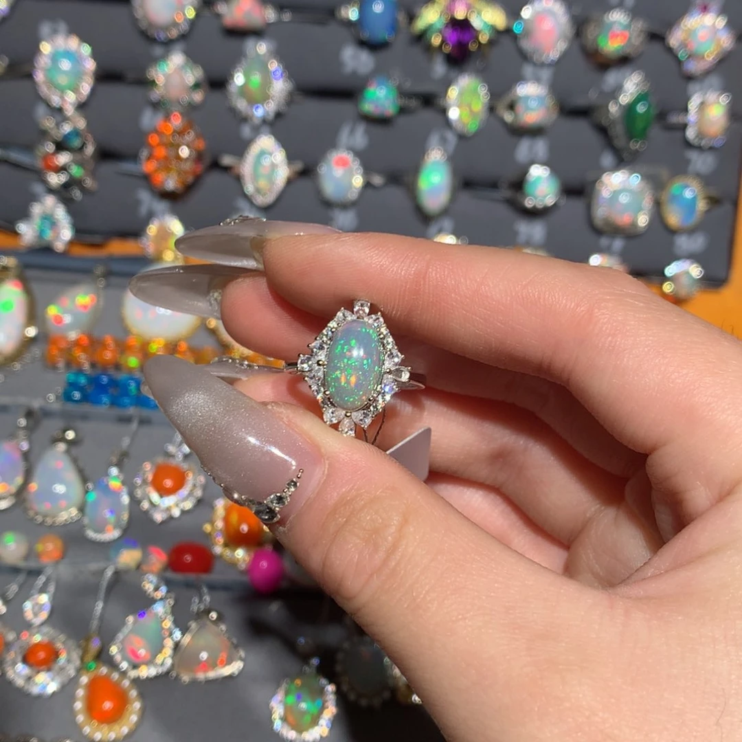 欧泊福利戒指w银S925镶嵌炮****常