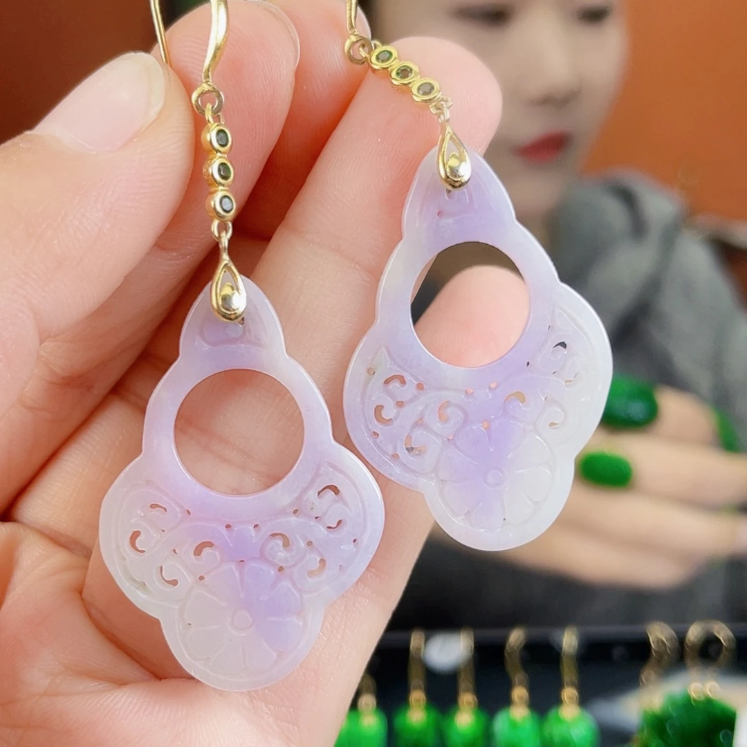 翡翠银S925镶嵌耳饰