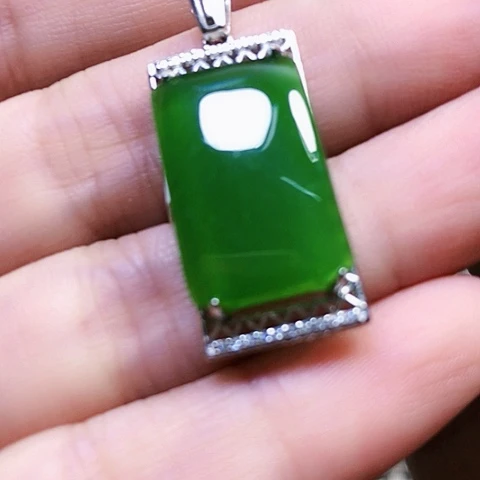 和田玉银S925镶嵌挂件