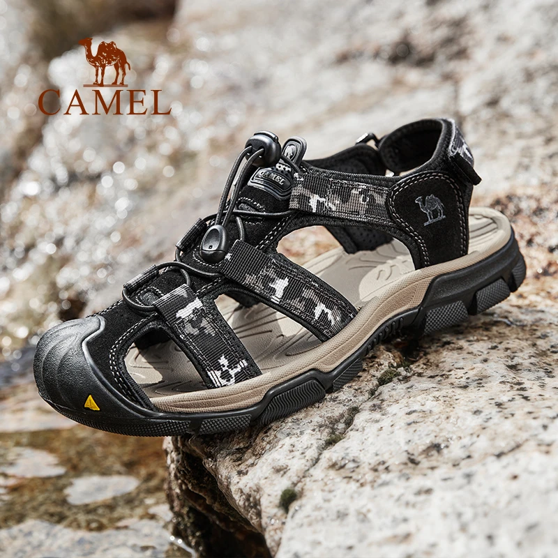 骆驼休闲运动夏新耐磨洞洞鞋包头户外凉鞋软底镂空时尚男士沙滩鞋