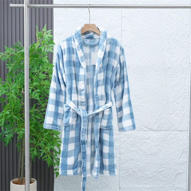 【退货补运费】秋冬季情侣男女同款家居服保暖双面绒睡衣睡袍ZJ379