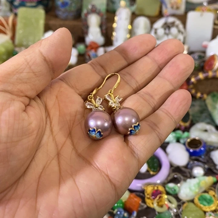 银S925镶嵌耳饰海螺珠精品小件精品小件