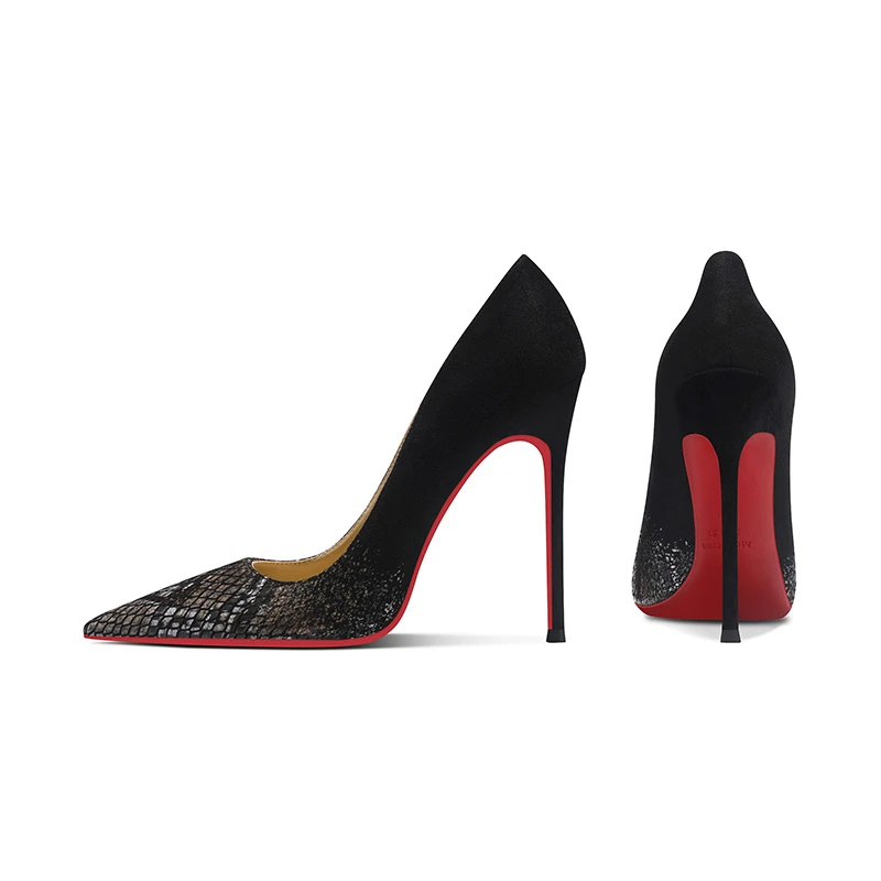 烫佳人新款渐变蛇纹高跟鞋女细跟2025年时尚新款性感尖头气质单鞋