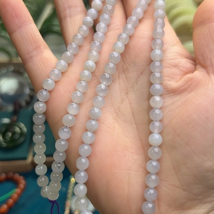 和田玉颈饰未镶嵌108卡6烟紫