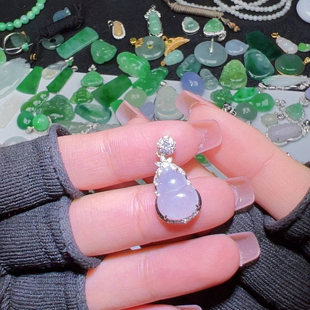 翡翠银S925镶嵌吊坠(不含链)