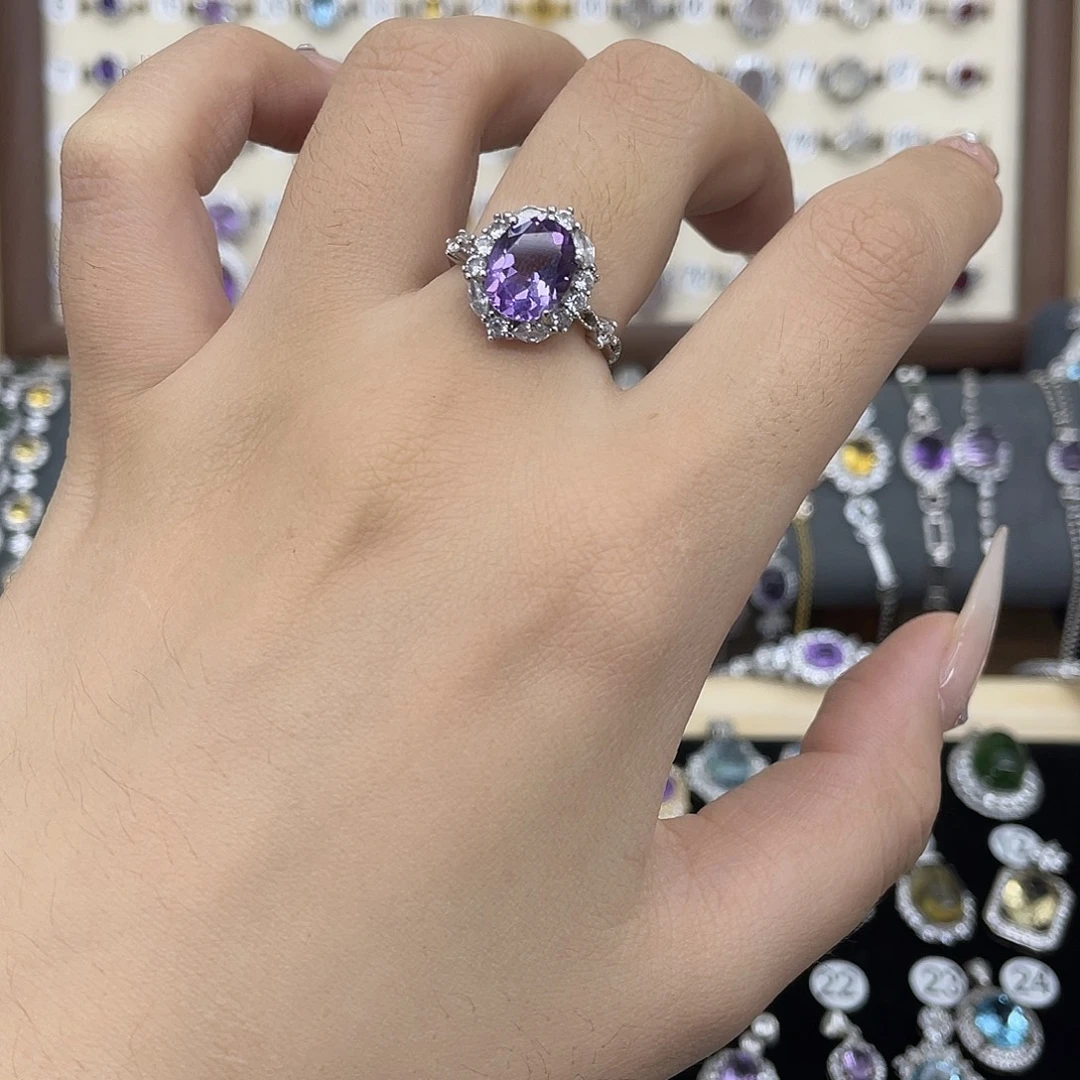戒指紫晶银S925镶嵌