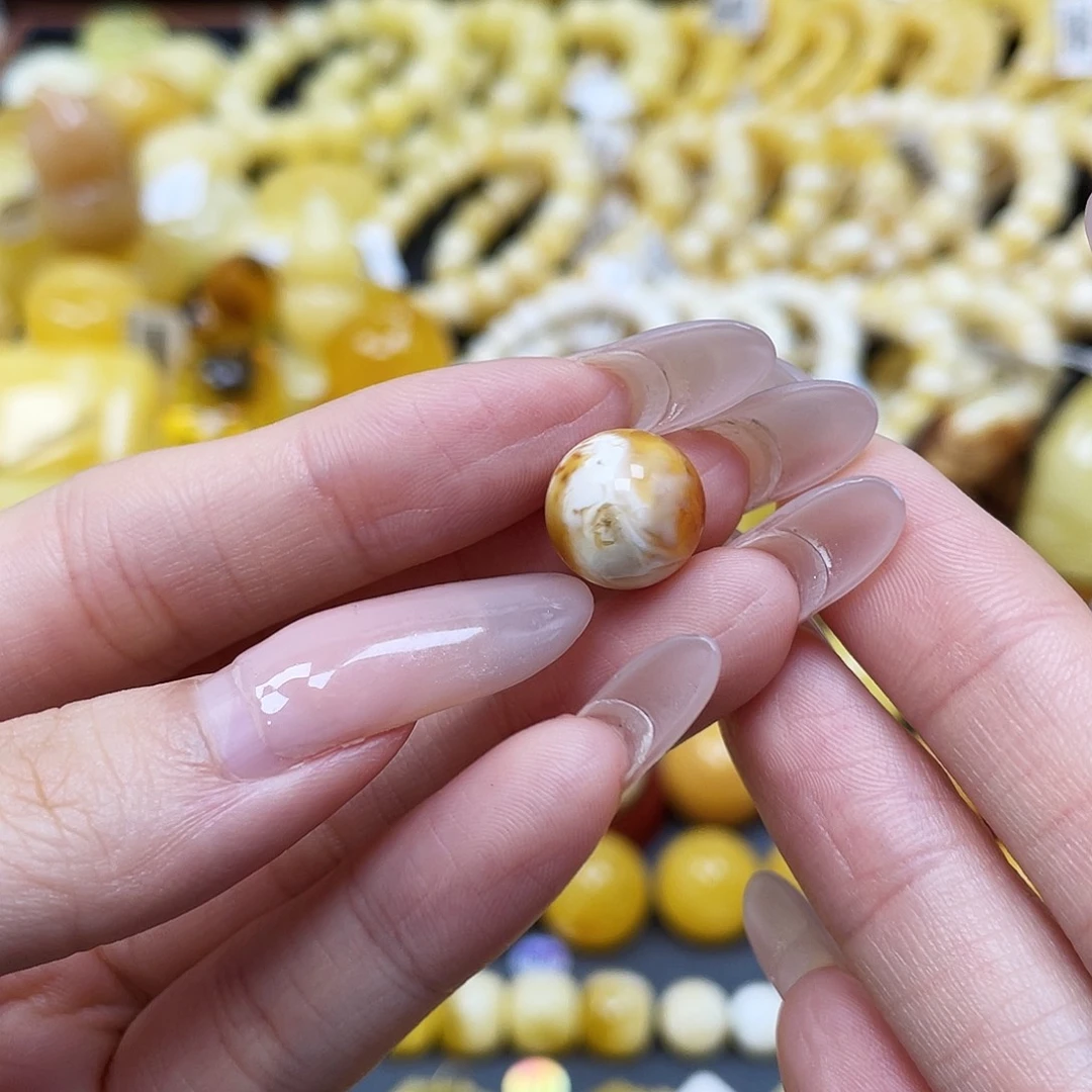 琥珀未镶嵌裸石圆珠11.5mm瑕