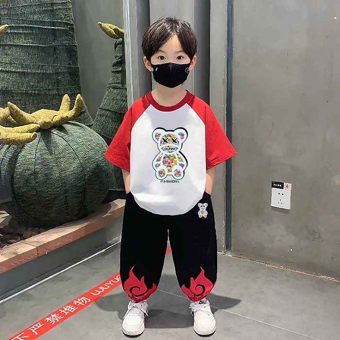 男童夏季套装2025新款夏装短袖中小儿童宝宝男孩洋气薄款痞帅炸街