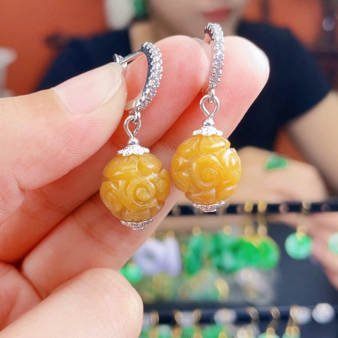 翡翠未镶嵌耳饰饰品