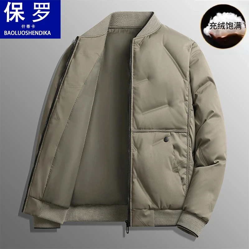 秋冬男士加厚保暖棒球领大码棉衣休闲羽绒棉服男棉袄时尚老钱风