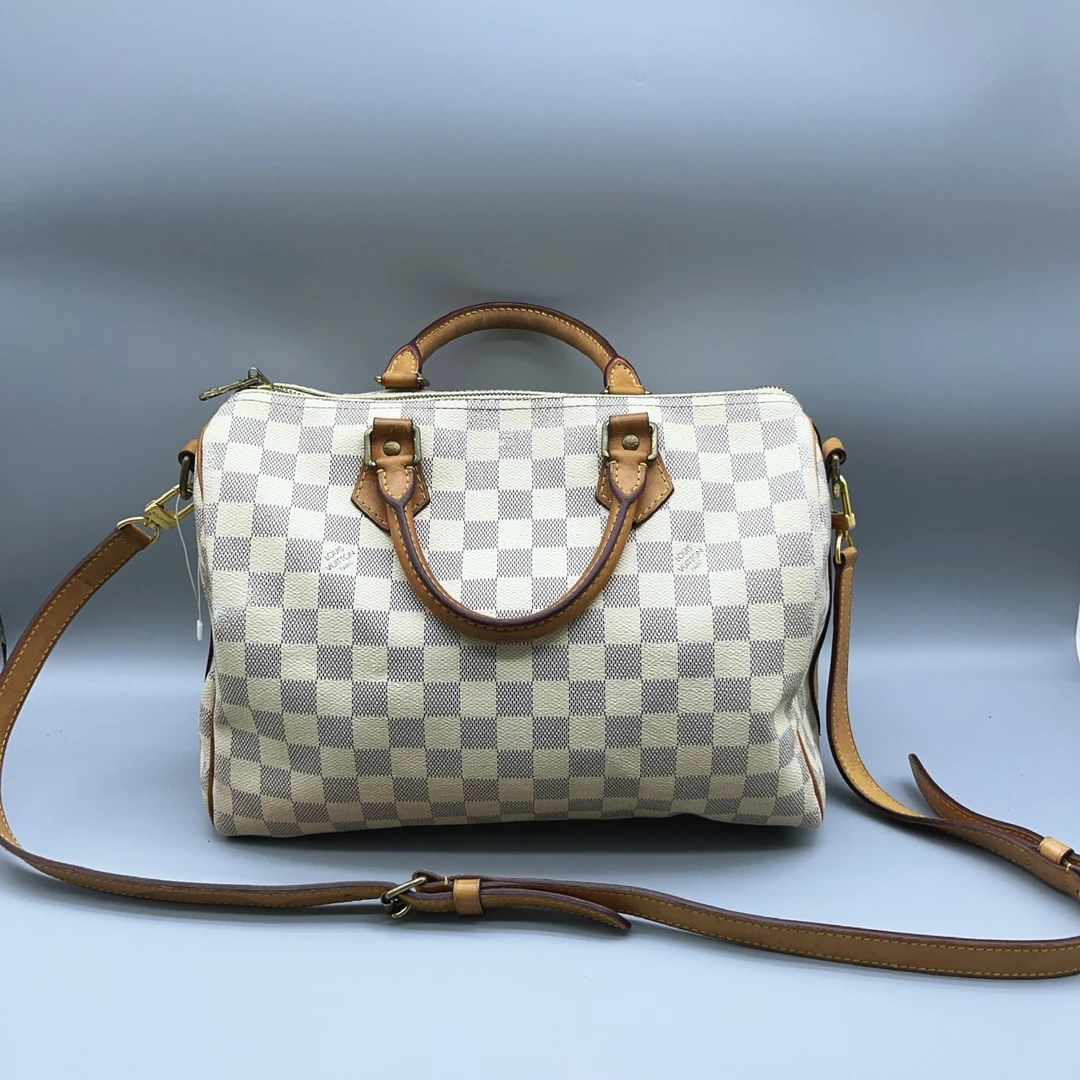 95新 LouisVuitton/路易威登  白色棋盘格手提单肩包 1473 0054