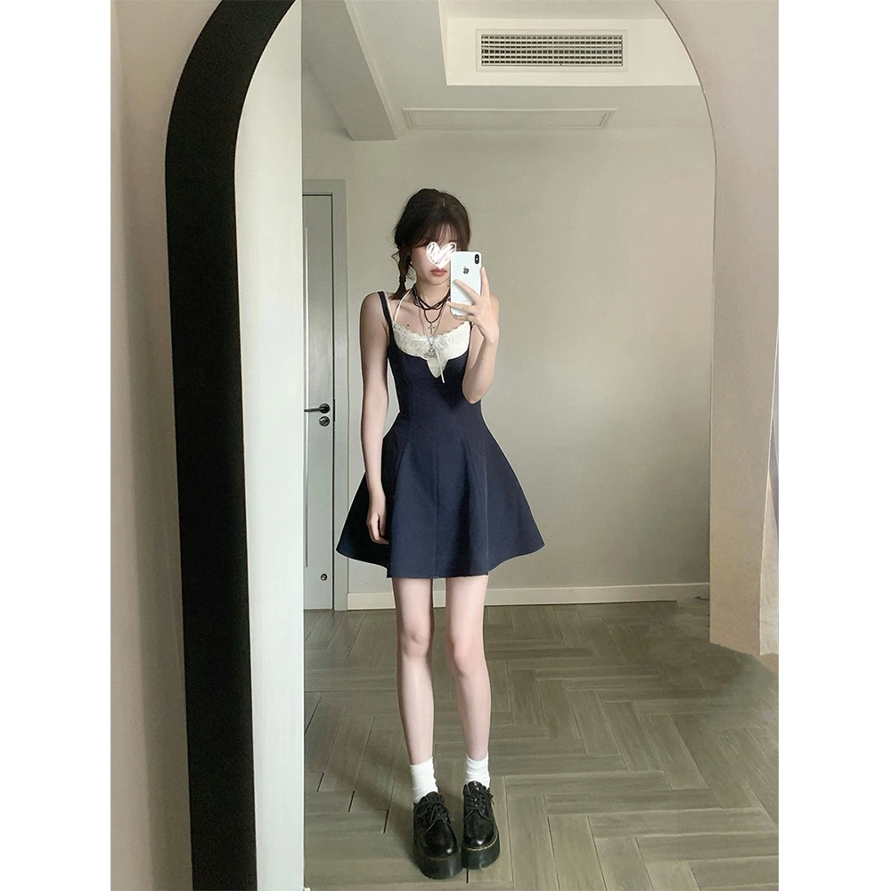 【漂亮姐姐】法式气质吊带裙高级感a字短款连衣裙+蕾丝边吊带背心