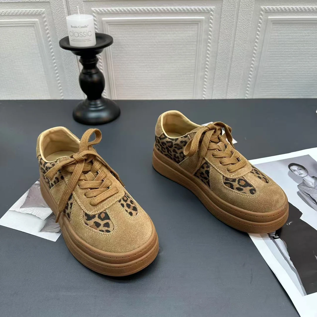 2024冬季新款豹纹保暖防滑时尚复古厚底休闲鞋 6699-17