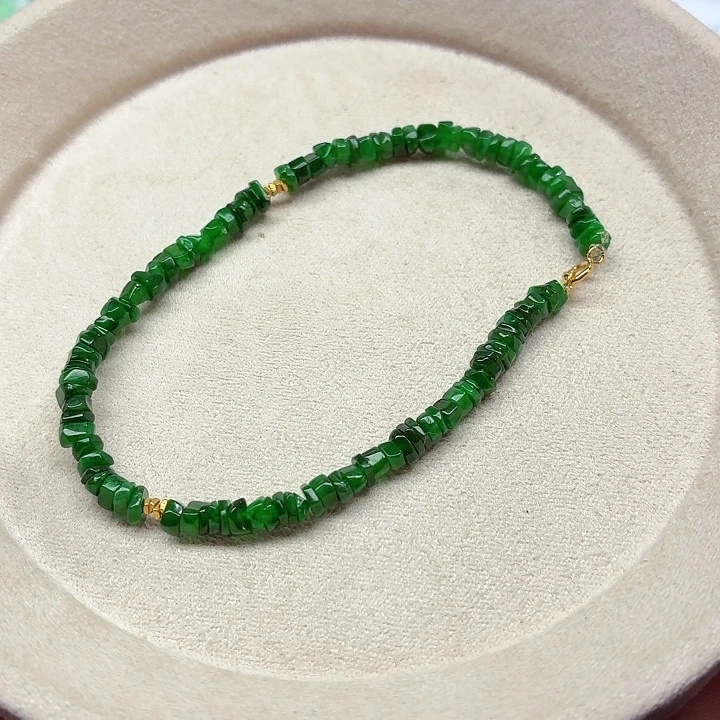 翡翠18K金镶嵌手链天然缅甸翡翠A货卡4.2