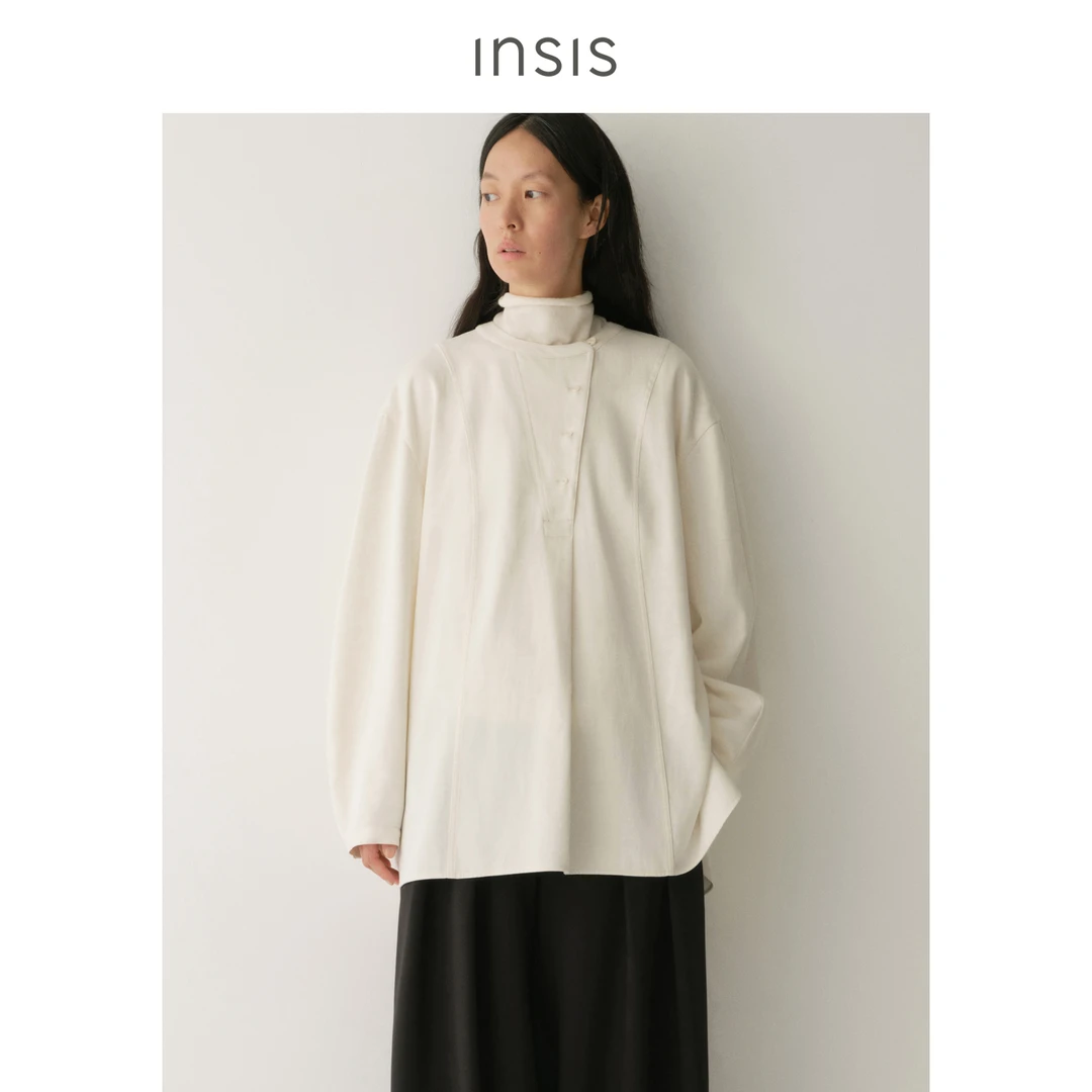 {9.8日新品}宽门襟圆领A型衬衫FN25411101