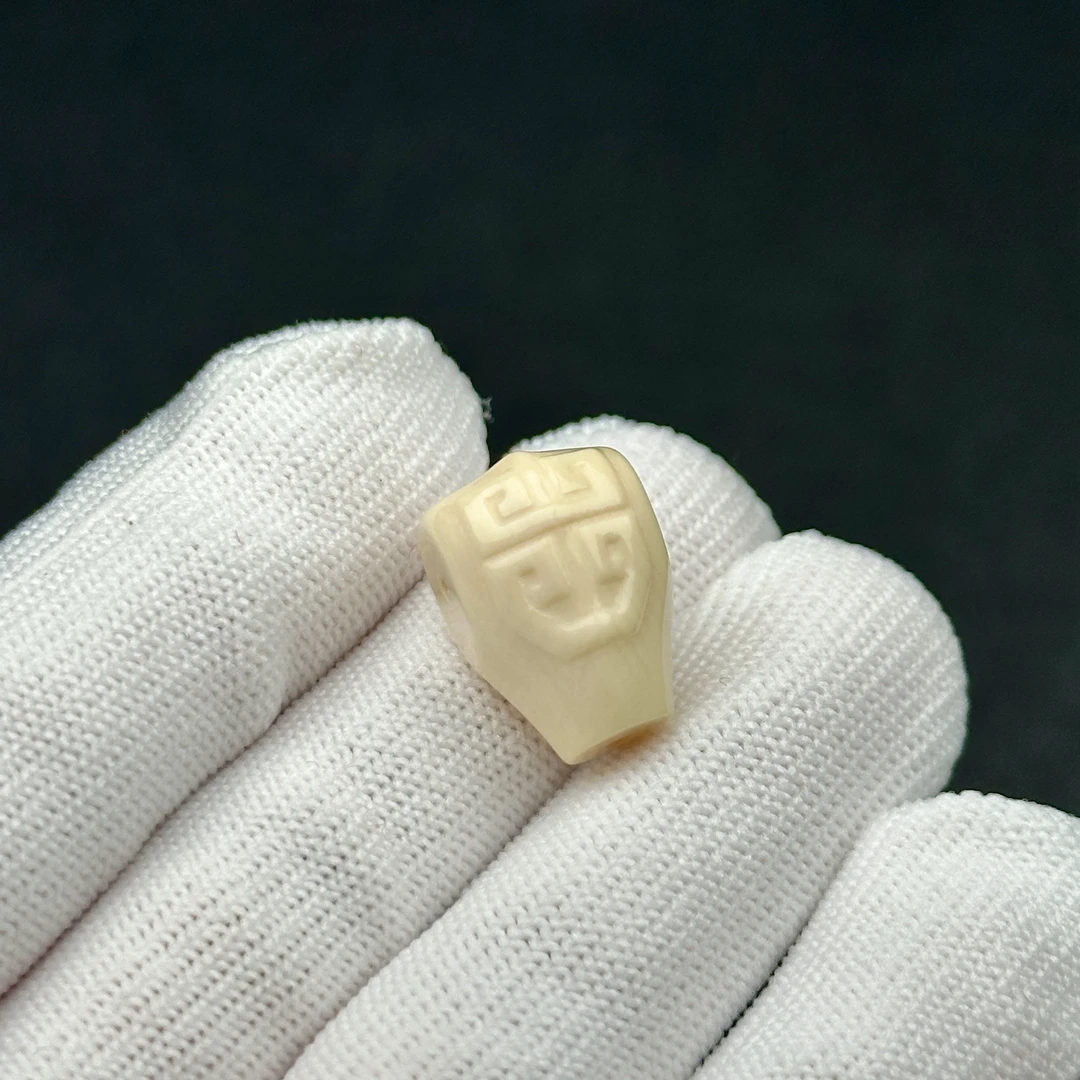 D22-90天然猛犸牙牙芯果冻料博古纹三通约12.5✖️18mm