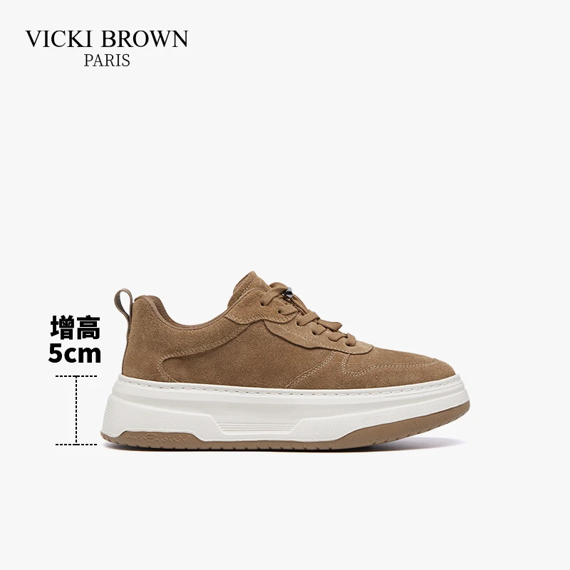 VICKI BROWN轻奢男鞋经典绒面时尚百搭厚底增高鞋男士潮鞋休闲鞋