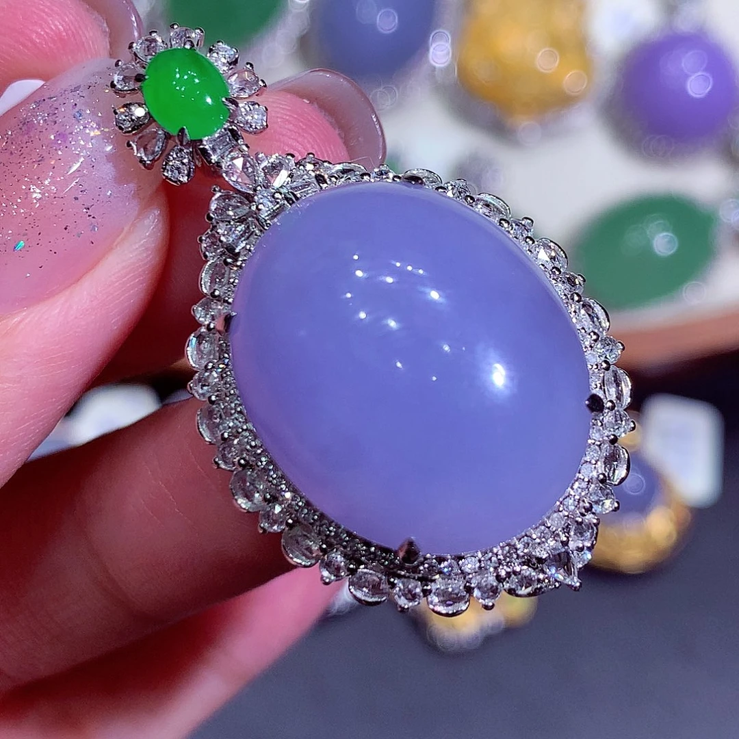 翡翠18K金镶嵌吊坠(不含链)